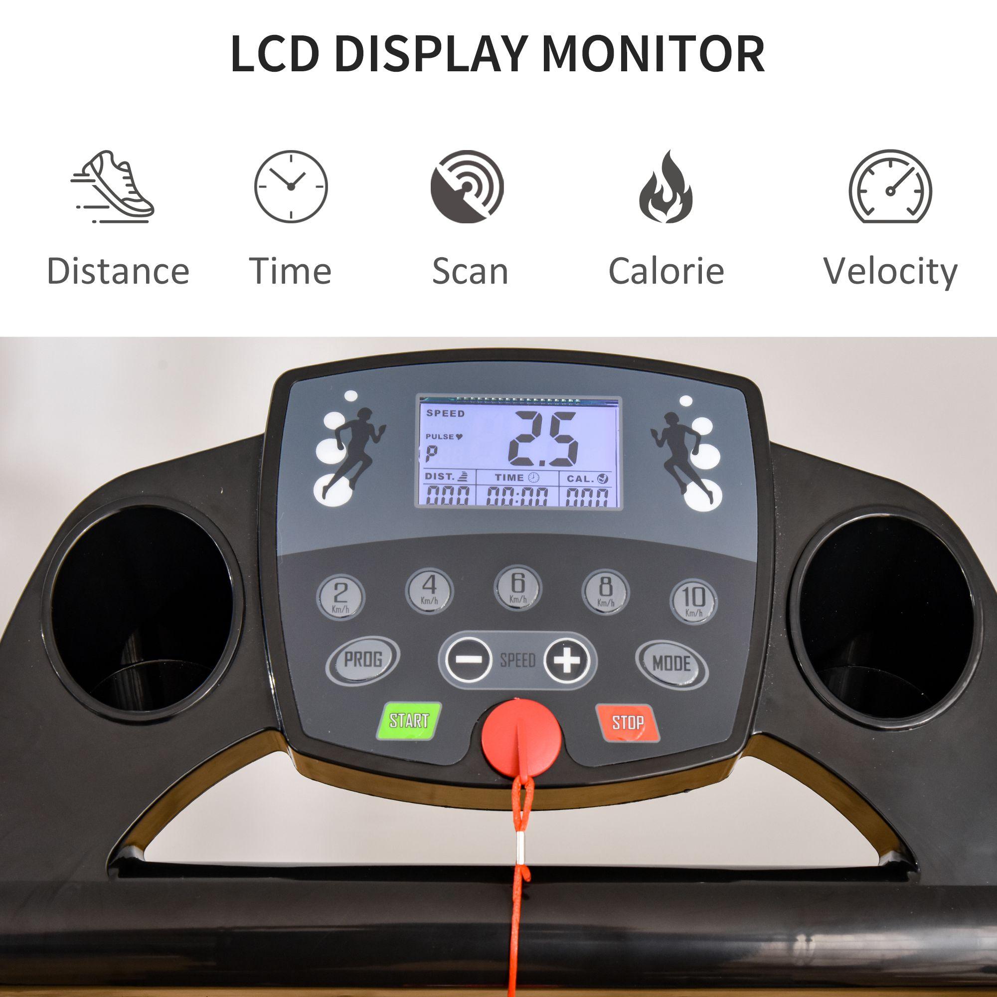 Tapis Roulant Elettrico Pieghevole 8-10 Km/h 500W 3 Programmi Nero