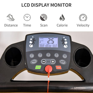 Tapis Roulant Elettrico Pieghevole 8-10 Km/h 500W 3 Programmi Nero