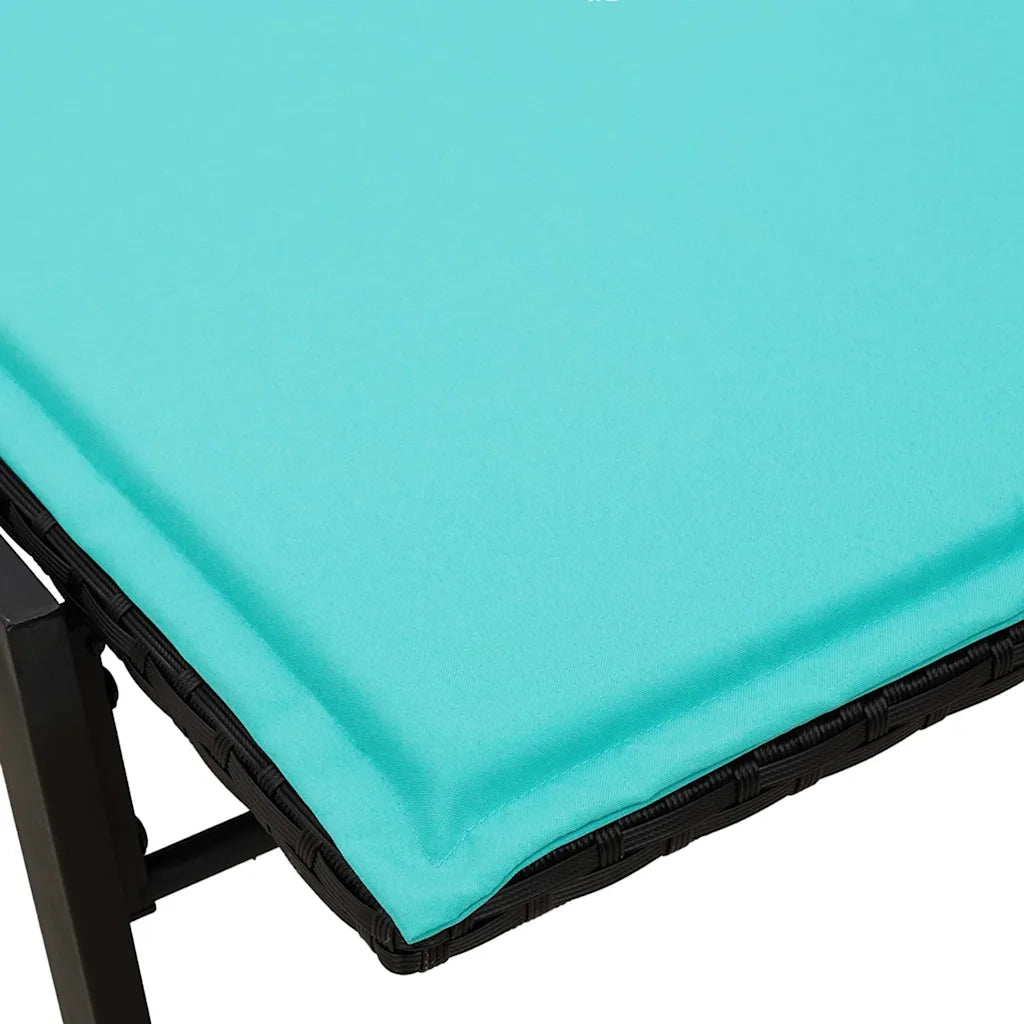Lettino Prendisole con Cuscino Nero in Polyrattan