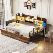 Sofabett con illuminazione LED e vano contenitore in metallo 90x200 cm