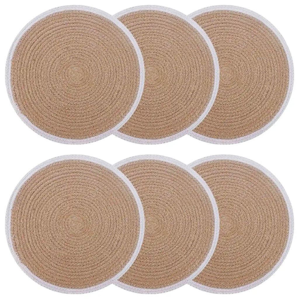 Sottobicchieri in juta 6 pcs Naturale e Bianco Ø 30 cm 42012318