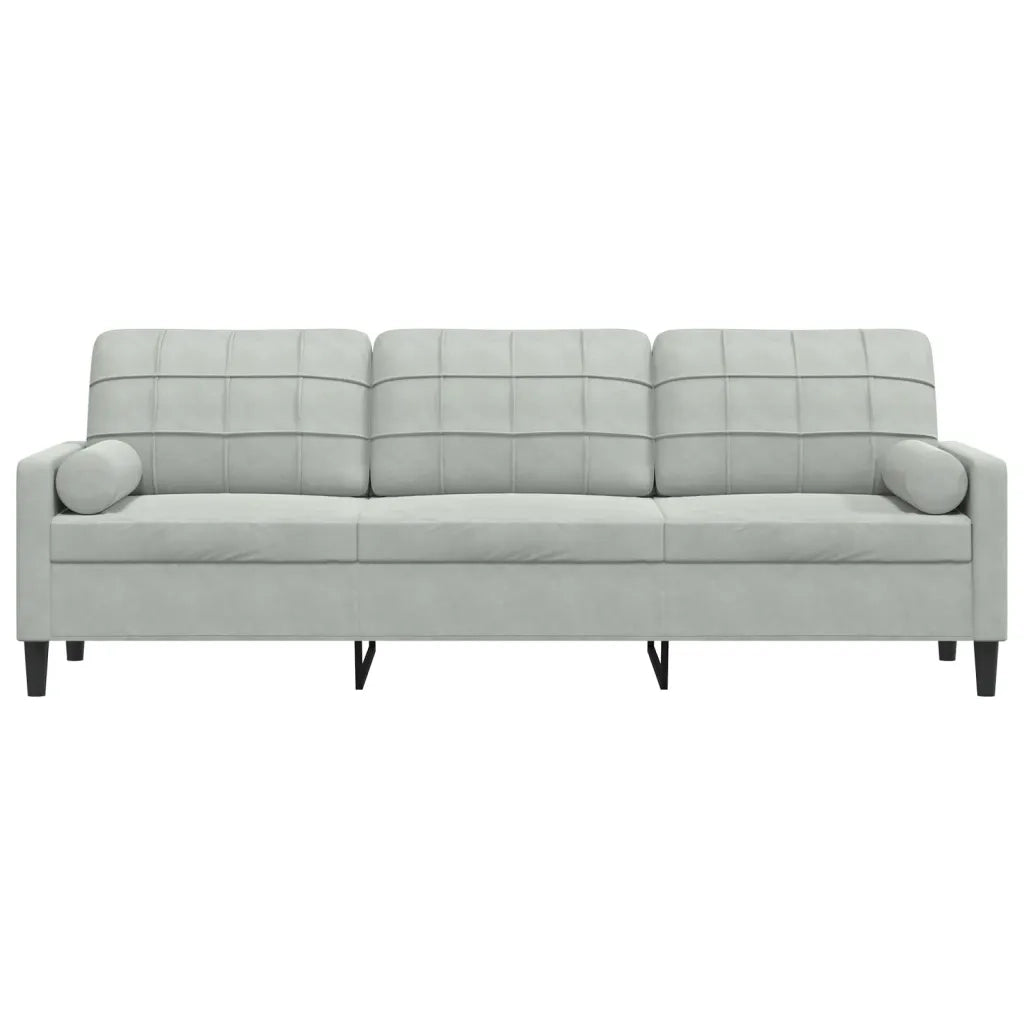 Divano | Divano da soggiorno | Sofa a 3 Posti con Cuscini Grigio Chiaro 210 cm in Velluto