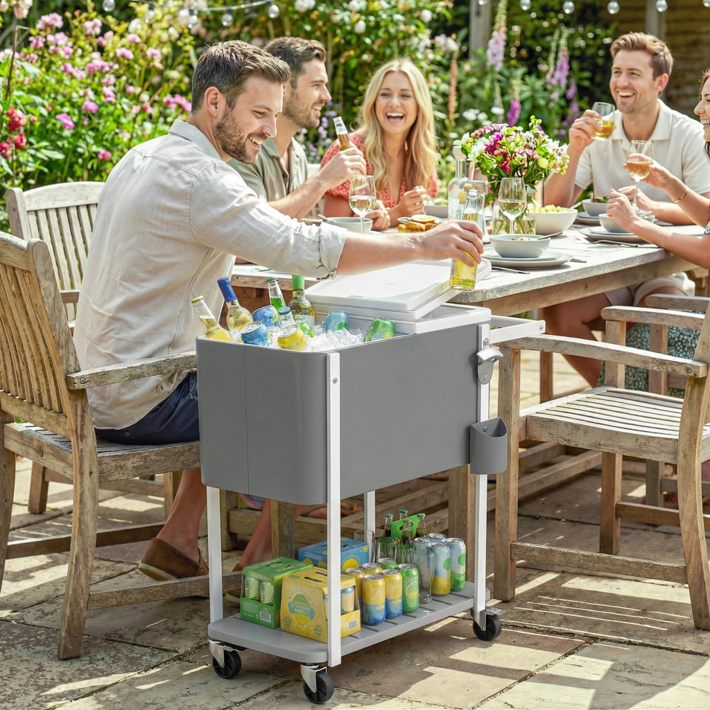 Carrello Bar con Ruote 56L ¨C zephmum ¨C Grigio 84x38x83 cm