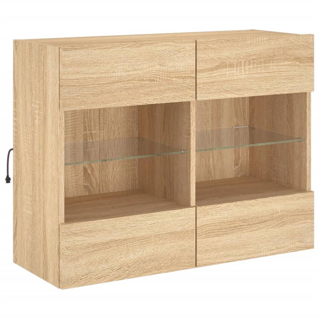 Mobile TV multimediale mensola TV credenza mobile TV sala da pranzo soggiorno parete attrezzata per camera da letto con luci LED rovere Sonoma 78,5 x 30 x 60,5 cm marrone 02_0028023
