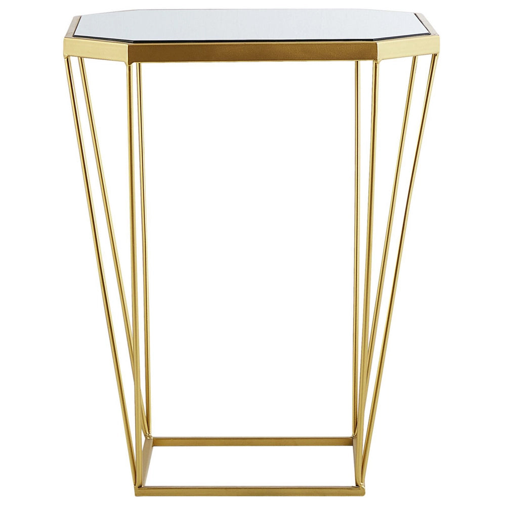 Set di 2 Tavolini in Metallo Base dorato Vetro Specchio Round Top Decorativo Glam