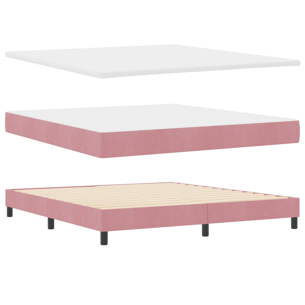 Letto con Rete e Materasso Rosa Super King in Velluto