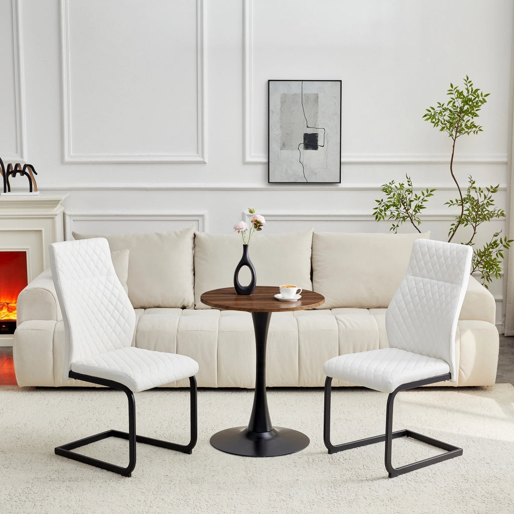 Set tavolo e sedie rotondo 60 cm MDF bianco e nero per 2 persone
