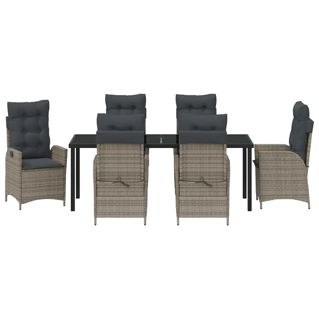 Set da Pranzo per Giardino con cuscino 7 pcs Grigio polyrattan 3380503