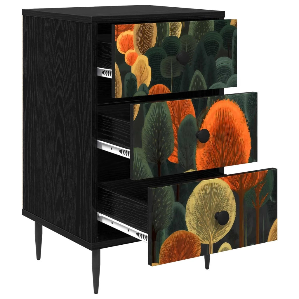 Armadio da Notte ZAANDAM 2 pz Rovere Nero 36 x 33 x 61 cm 8007332