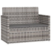 Panca da giardino arredo da esterno terrazza con cuscini grigi 105 x 56 x 75 cm resina intrecciata 02_0011630