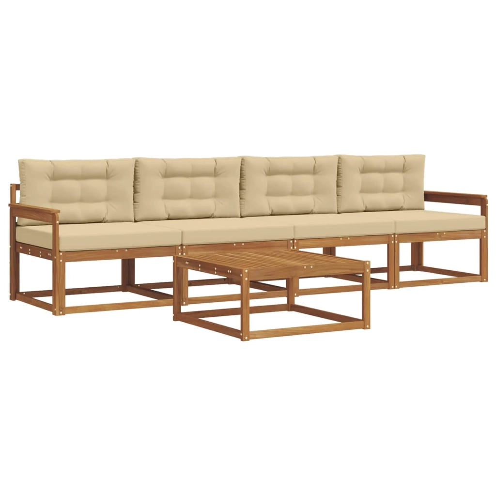 Set di divani da esterno con cuscino 5 pcs Naturale e Beige