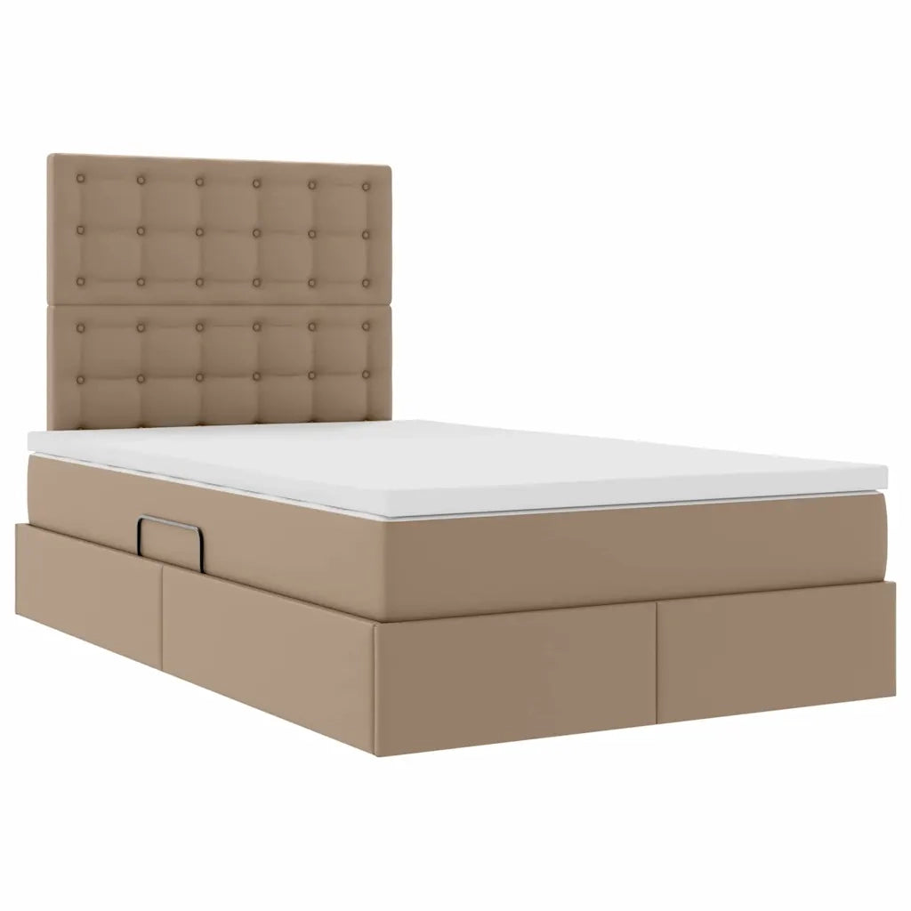 Letto con Contenitore Cappuccino 120 x 200 cm Pelle Sintetica