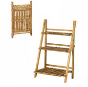 Scaffale pieghevole per piante 60x37x93 cm in legno marrone， stile scala