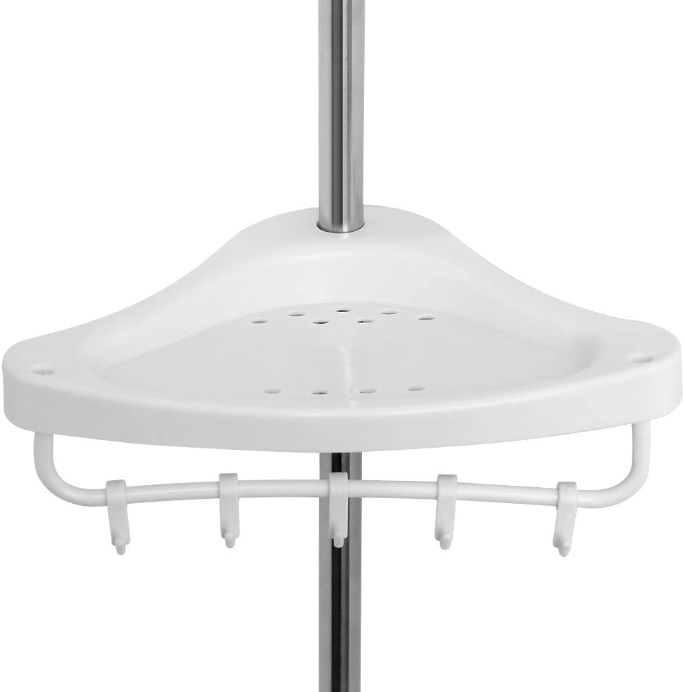Mensola Telescopica per Doccia 4 Ripiani 155-304 cm Scaffale Telescopico Angoliera Bagno Asta Portaoggetti Vasca