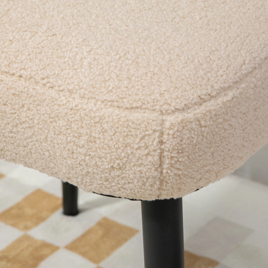 Pouf imbottito Sgabello multifunzione per salotto e camera con seduta morbida in poliestere Beige