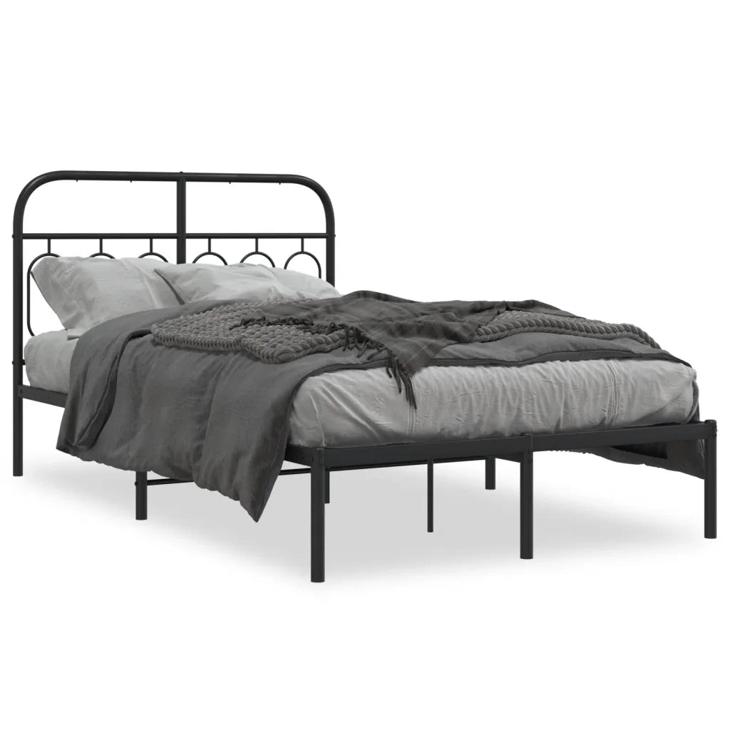Letto matrimoniale | Letto per adulti | Giroletto con Testiera in Metallo Nero 120x190 cm