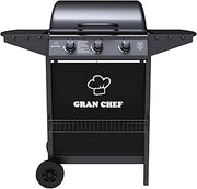 Barbecue a Gas 3 Fuochi Thomas Fuoco Principale da 2,9 kW Accensione Piezoelettrica in Acciaio Smaltato Nero