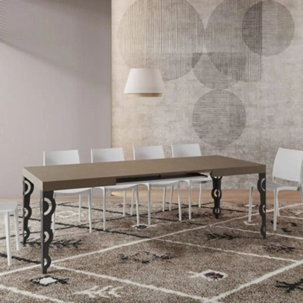 Tavolo allungabile 140/400x90 cm Karamay tortora gambe antracite