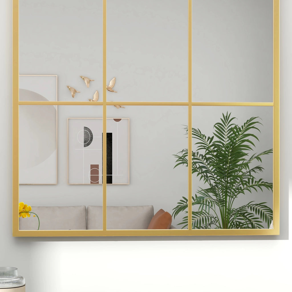 Specchio da parete decorativo 91 x 60 cm con cornice in metallo, finitura oro