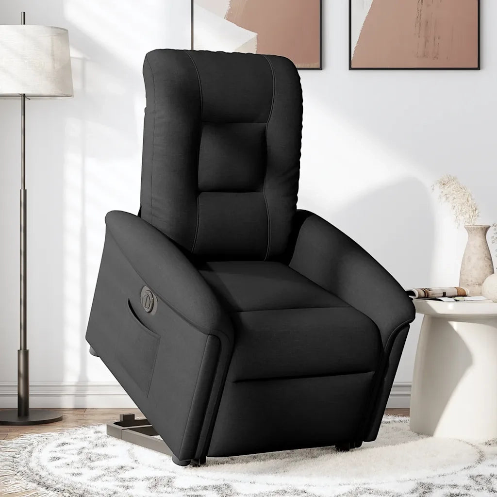 Poltrona Alzapersona Reclinabile Elettrica Nera in Tessuto 3303276