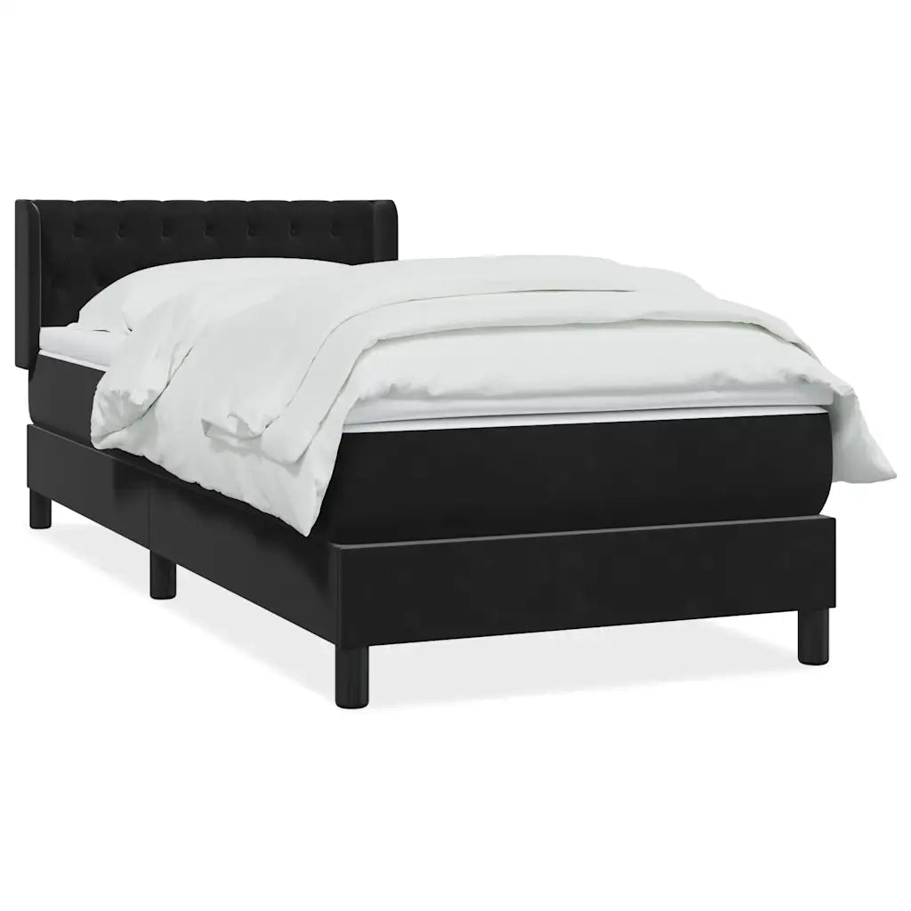 vidaXL Giroletto a Molle con Materasso Nero 90x210 cm in Velluto
