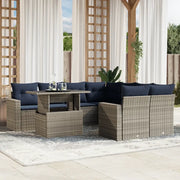 Set Divani da Giardino 9 pz con Cuscini Grigio in Polyrattan 3267171