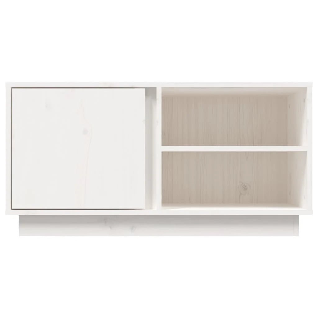 Mobile TV multimediale scaffale TV mobile TV sala da pranzo soggiorno camera da letto 80 x 35 x 40,5 cm legno di pino massiccio bianco 02_0026274