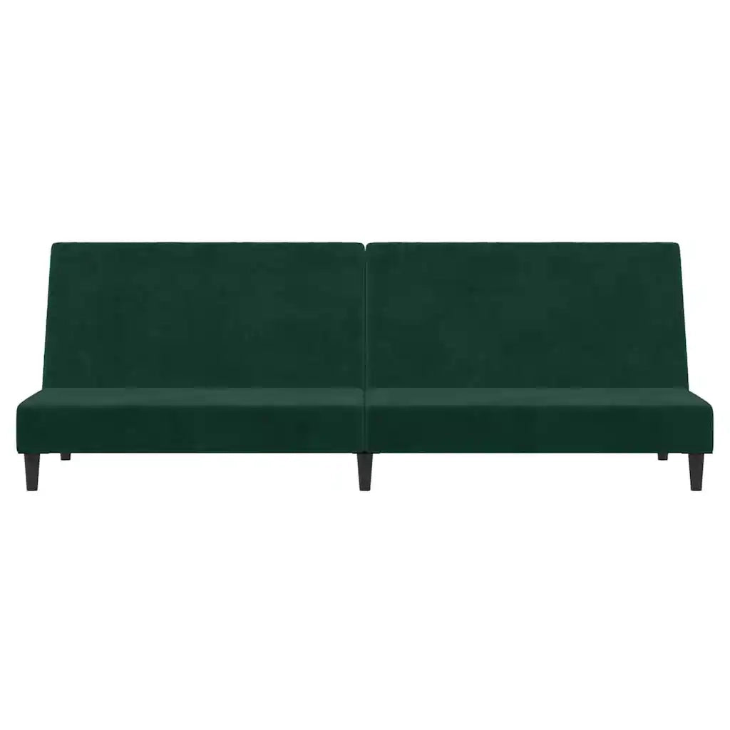 Divano Letto a 2 Posti Verde Scuro in Velluto 375734