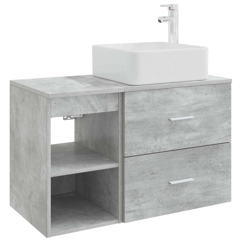 Set di mobili per il bagno 2 pz Grigio Cemento 3403899