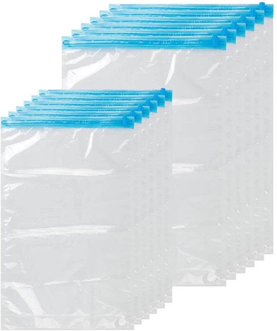 Waszakken con pompa elettrica 14 sacchi vuoto, con 2 grandi extra, 3 grandi, 4 medi, 5 piccoli, per la conservazione di abbigliamento, cuscini, coperte.