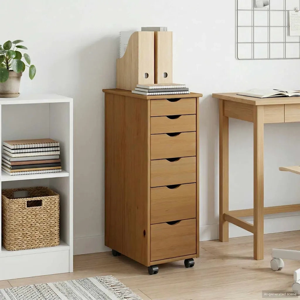 Mobile con Ruote con ruota Marrone miele 34 x 39 x 93,5 cm 42028364