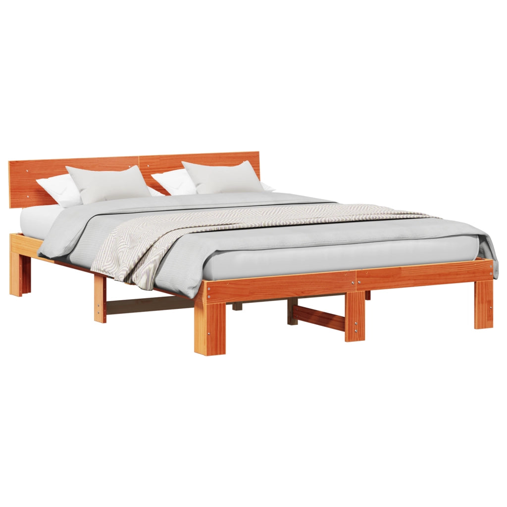 Struttura Letto con testiera Marrone Cerato 150x200 cm Legno di pino