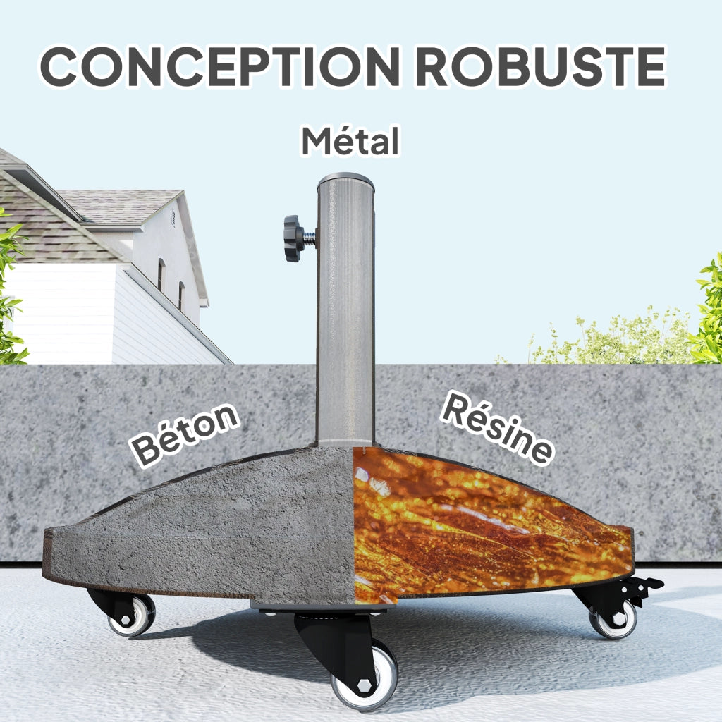 Socle per ombrellone rotondo con ruote ¨C zephmum ¨C resina 21 kg bronzo ? 48x42 cm