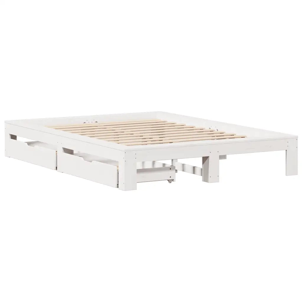 Letto senza Materasso Bianco 160x200 cm Legno Massello di Pino