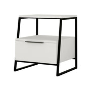Comodino Alonso, Comò basso, Tavolino da notte, Mensola da letto, 45x40h50 cm, Bianco