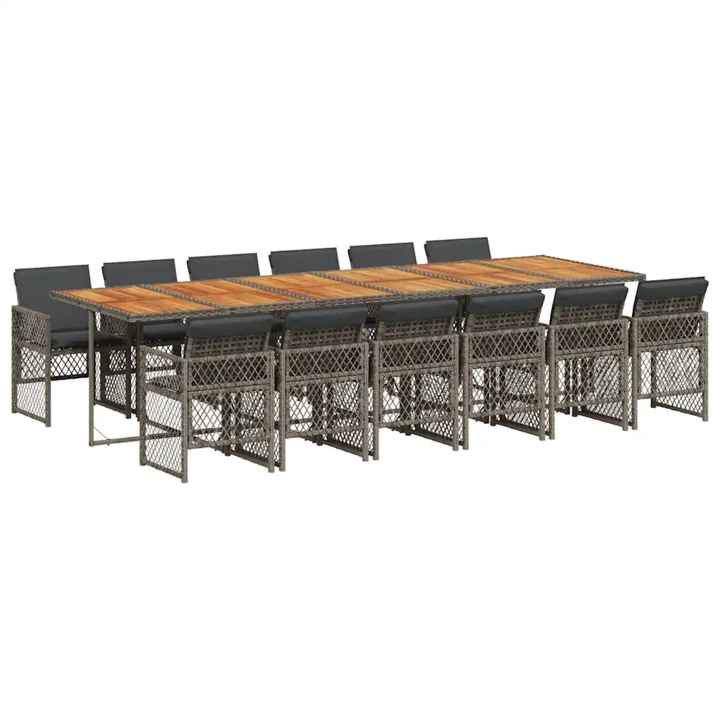 vidaXL Set da Pranzo da Giardino 13pz con Cuscini Grigio in Polyrattan