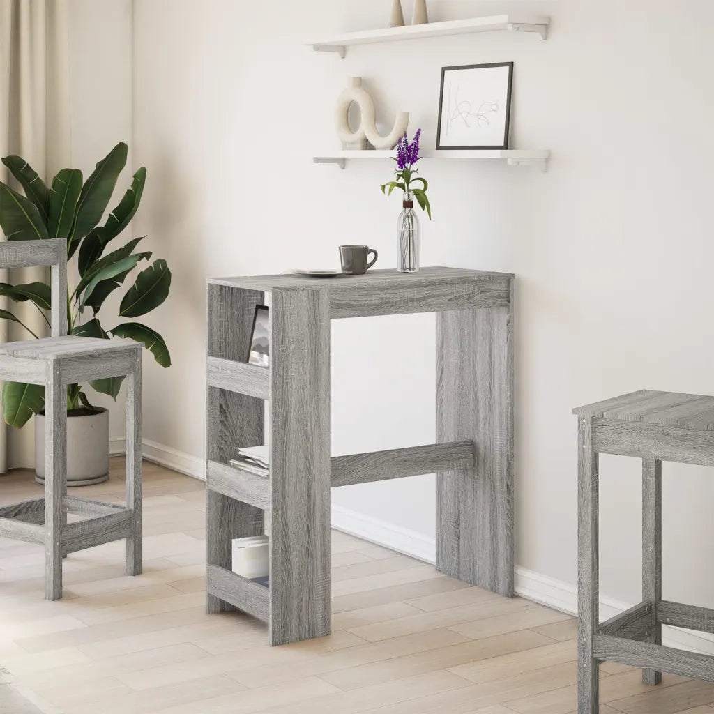 Tavolo Bar con Rastrelliera Grigio 90x40x103,5 cm Multistrato