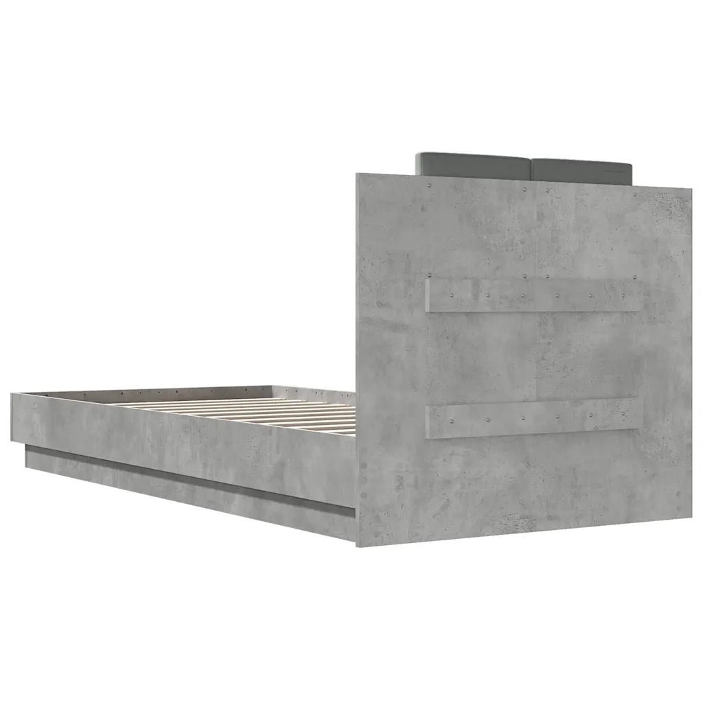 Giroletto con Testiera e LED-Struttura Letto con testiera Grigio Cemento 100x200 cm 306346