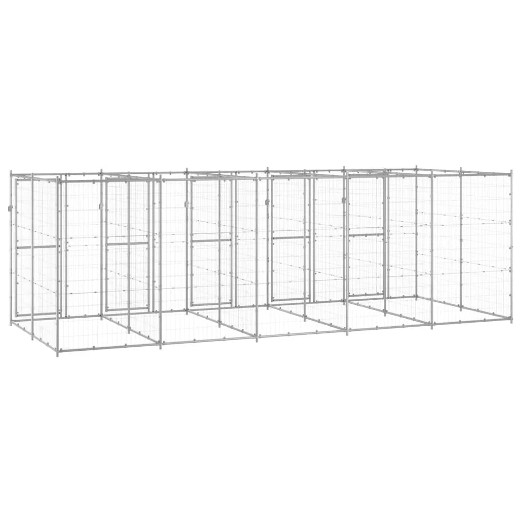 Recinto per animali da esterno per cani in acciaio zincato 12,1 m² 02_0000405