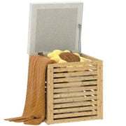 Cassapanca 54.76 L, Design Lamellato, Telaio in Bamboo Naturale, 40 x 40 x 47 cm, Legno Naturale