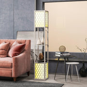 Lampada da terra moderna con 2 ripiani, interruttore a catenella, grigio chiaro