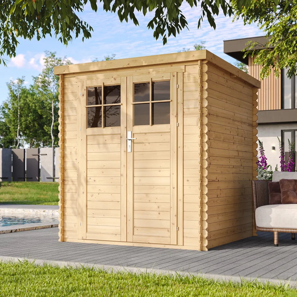 TIMBELA M309F Casetta da Giardino in Legno per Esterni con porta con serratura di alta qualit? - A200x204x204cm/3.53 m2