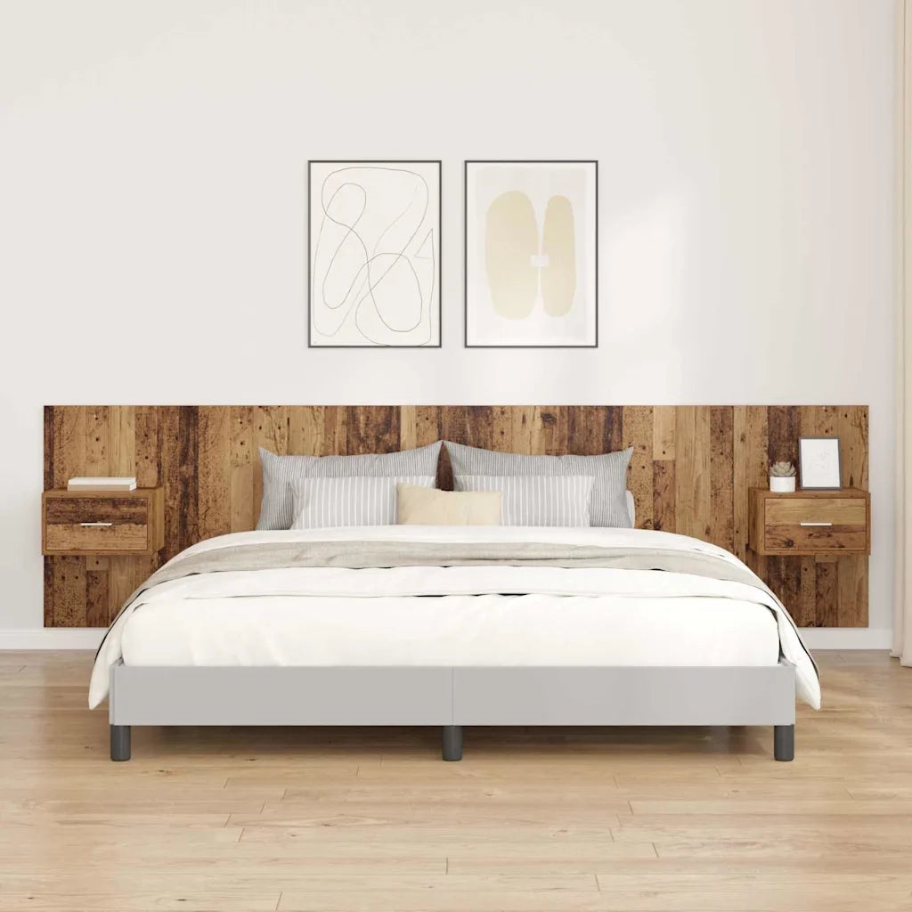 Testiera | Testata con Comodino 3 pcs Legno vecchio Legno multistrato