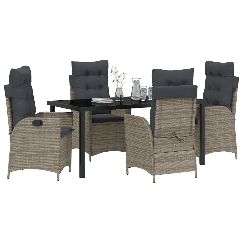 Set da Pranzo per Giardino con cuscino 5 pcs Grigio polyrattan 3380501
