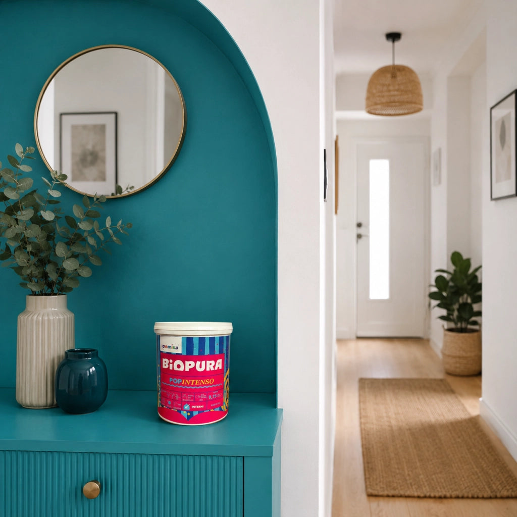 Popintenso palestra e decori interni pittura murale lavabile e coprente cromika *** formato 0,750 lt, colore- azzurro...