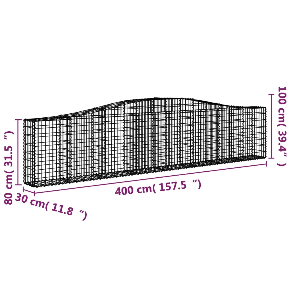 Cesti Gabbioni ad Arco 15 pz 400x30x80/100 cm Ferro Zincato 3145822