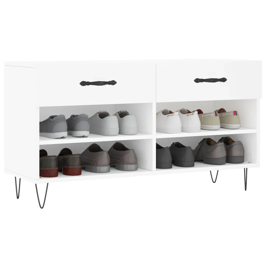 Panca Porta Scarpe | Scarpiera | Mobile per scarpe Bianca 102x35x55 cm in Legno Multistrato
