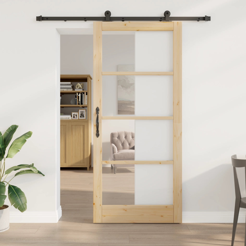 Porta Scorrevole  con Maniglie 'ORKDAL'Legno Massello & Vetro