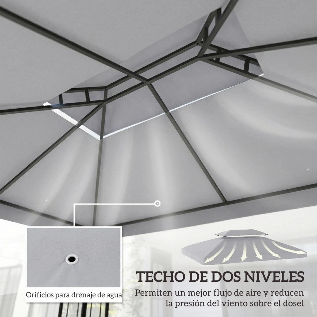 Toldo da giardino 4x3 m ¨C zephmum ¨C grigio chiaro