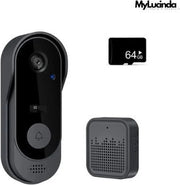 Deurbel Wi-Fi con Camera 1080P HD - Intercom Acustico con Visore Notturno e Carta SD da 64 GB - Nero
